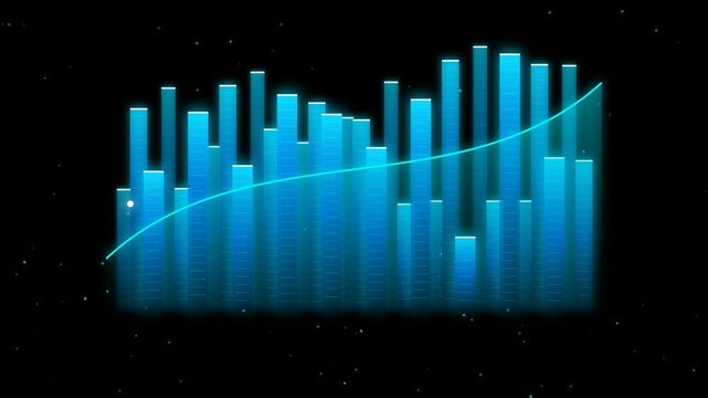 Abstract digital bar chart with glowing trend line