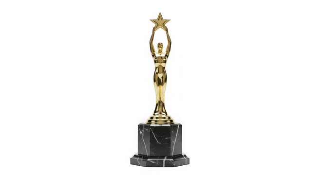 Gold trophy cup with star and black base