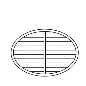 Oval shape with horizontal lines and vertical divider