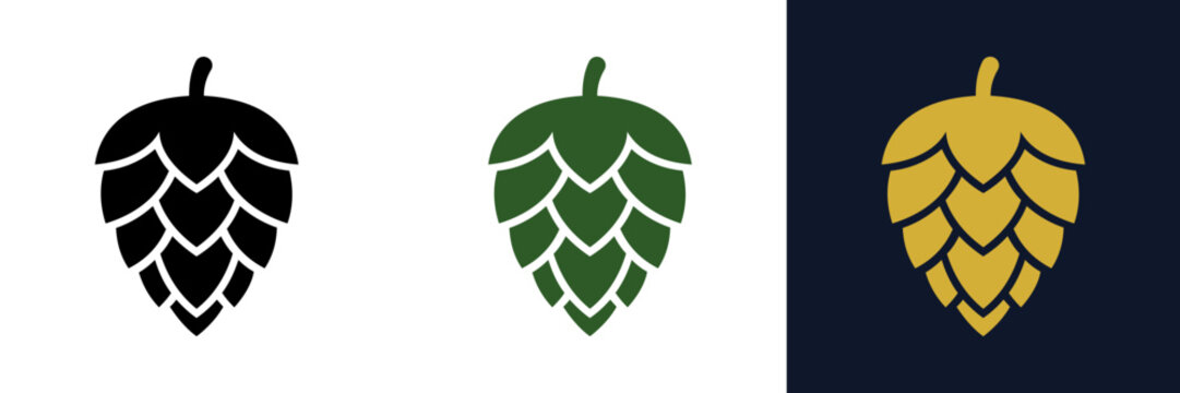 Hop cone beer icon set