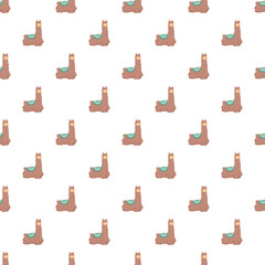 Fototapeta premium Cute cartoon llama animal characters forming a repeatable pattern on a white background