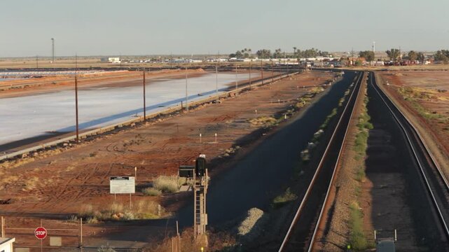 Iron Ore Train Hauling Through Pilbara, Western Australia, Industrial