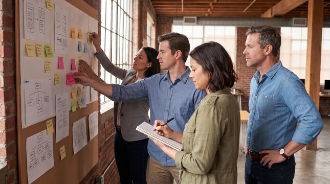 Team planning with sticky notes
