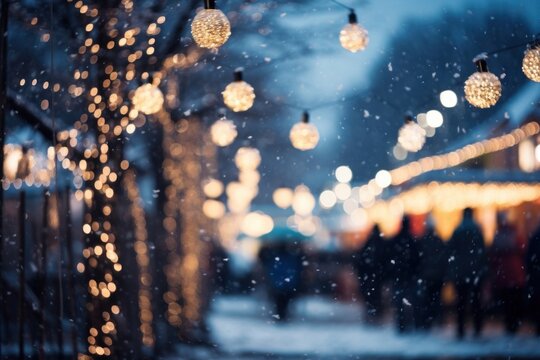 Christmas light at christmas market winter night lighting.
