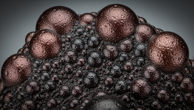 Hematite Metallic Sheen Botryoidal Texture Macro Close-Up, Natural Material Background Pattern