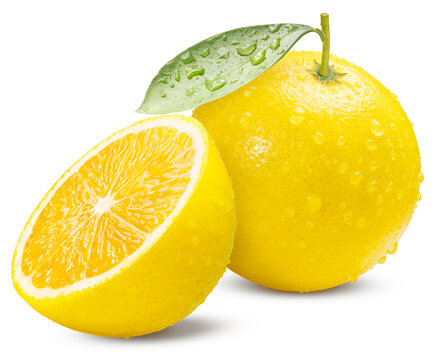 Yellow Orange with leaf isolated on white background, Orange fruit with clipping path, High resolution for beverage marketing, citrus-flavored product branding, and premium food packaging.