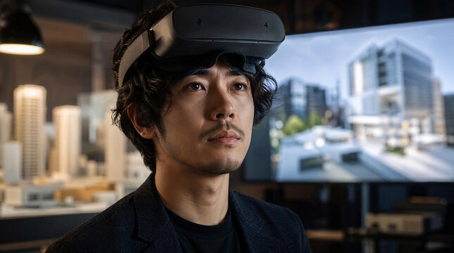 VRヘッドセットを装着した男性