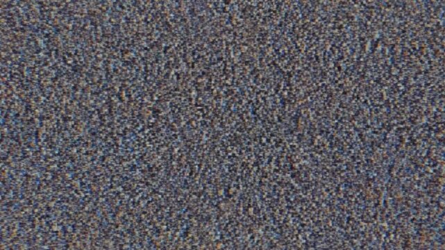 Abstract digital chaos with diverse static patterns and color textures in a dynamic video sequence