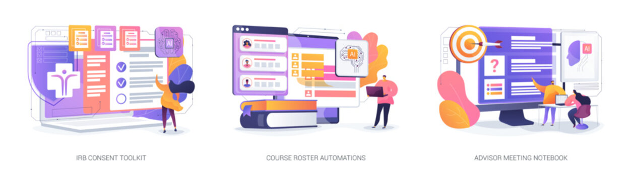 Blended Learning Focus Tools abstract concept vector illustrations.