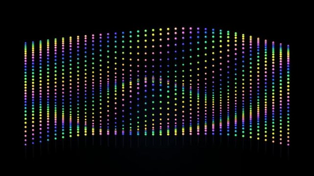 Abstract digital wave of colorful glowing light particles