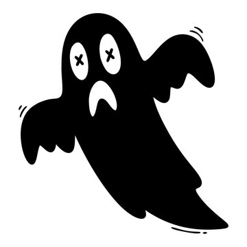 Spooky Ghost Silhouette Cartoon Style Illustration Isolated