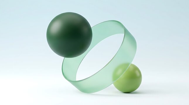 Minimalist Composition of Green Spheres and a Translucent Green Torus Shape image 202609040005