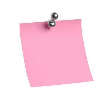 Pink sticky note paper pinned with a metal push pin