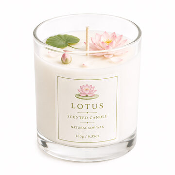 Romantic scented lotus candle with flowers