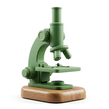 3D Frontal Microscope Eco Green and Wood Clay Render