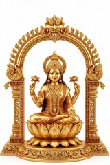 Obraz premium Elegant Golden Spiritual Statue with Ornate Arch on Clean White Background