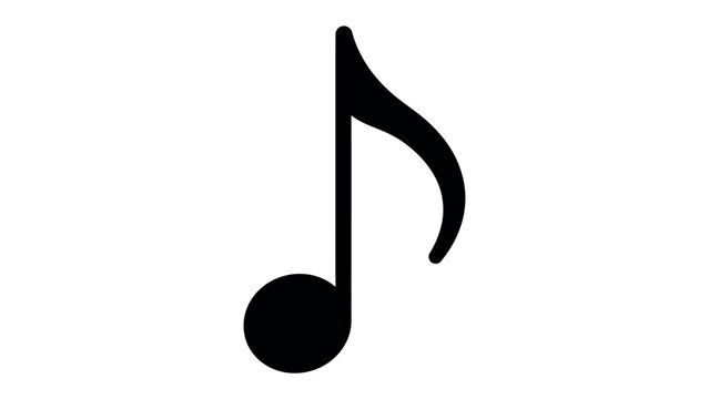 Musical Note Accent: A stark black eighth note symbol stands isolated, representing the fundamental element of music and rhythm.