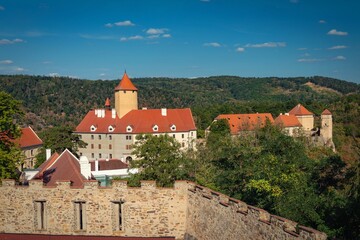 Beautiful Gothic castle Veveri. The city of Brno at the Brno dam. South Moravia - Czech Republic - Central Europe. © montypeter