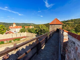 Beautiful Gothic castle Veveri. The city of Brno at the Brno dam. South Moravia - Czech Republic - Central Europe. © montypeter