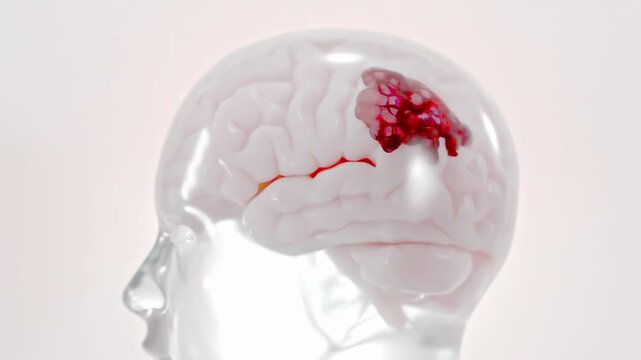 Brain damage or cancer tumor malignant cells growth and spreading. Can be used in medical elements related meningioma or neurological disease, 3D Render.
