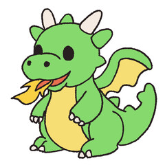 Naklejka premium dragon monster fantasy green cute