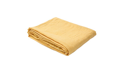 Folded soft yellow textile fabric blanket blanket isolated on transparent background © Rosie Rogers