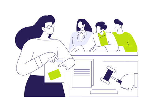 Representing client in trial isolated cartoon vector illustrations.
