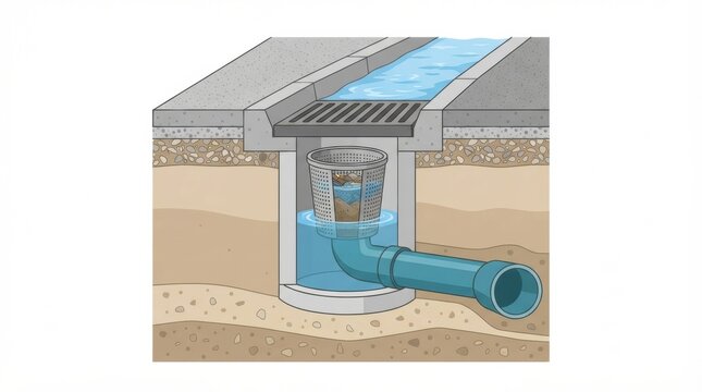 A view of a pot road drain connected to an underground pipeline for stormwater drainage in an urban area