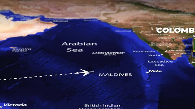 Flight From Nairobi KENYA to Colombo SRI LANKA with flag pins