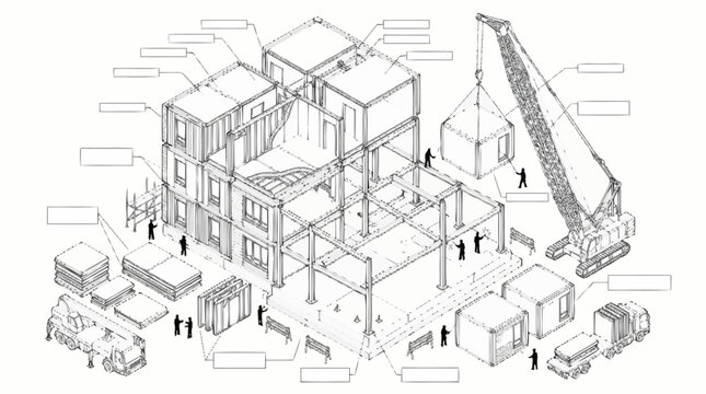 Modular building construction process and site infrastructure