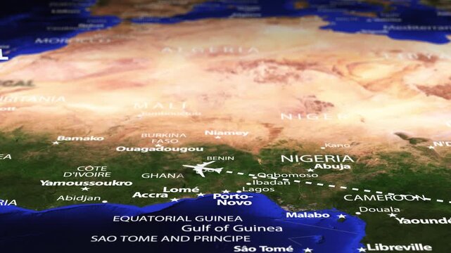 Flight From Nairobi KENYA to Dakar SENEGAL with flag pins