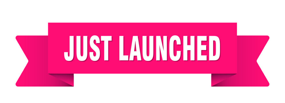 just launched ribbon isolated on transparent background. just launched ribbon