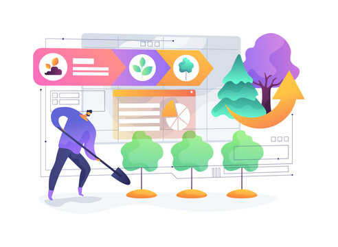 Forest Habitat Restoration Plan abstract concept vector illustration.