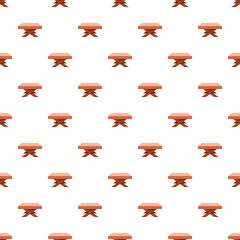 Fototapeta premium Wooden picnic tables forming a seamless repeating pattern on a white background