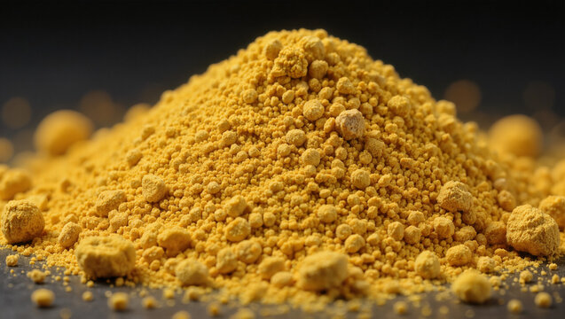 Lycopodium Spores Yellow Powder Texture Macro Close-Up, Natural Material Background Pattern