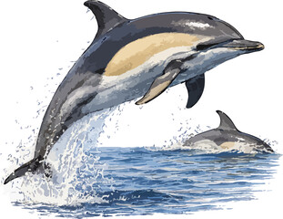 Delphinus delphis illustration art © Diono