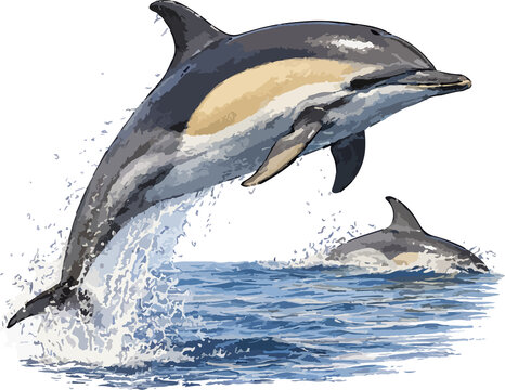 Delphinus delphis illustration art
