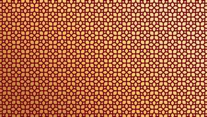 Fototapeta premium Red and gold geometric lattice pattern with repeating ornamental motif