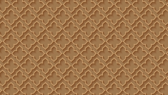 Beige quatrefoil embossed geometric repeating pattern background tone