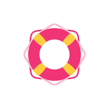 Pink and yellow lifebuoy ring icon for water safety and rescue isolated on transparent background, Vector