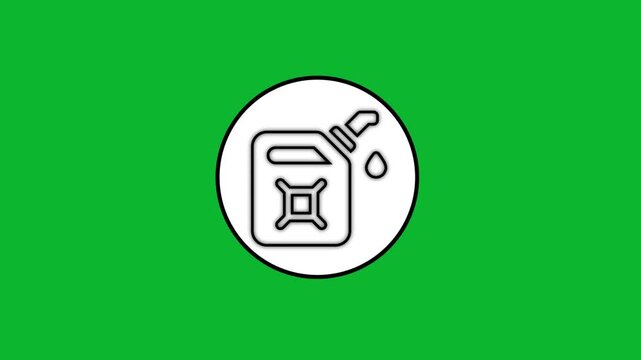 Minimalist fuel canister icon animation on chroma key green background showing line art style vector illustration.