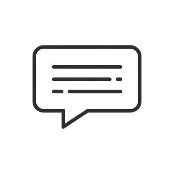 Black outline speech bubble icon representing a message or chat conversation for digital communication and web interface design isolated on transparent background, Vector