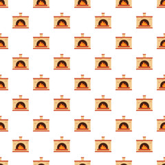 Obraz premium Fireplace pattern with burning flames repeated across a white background