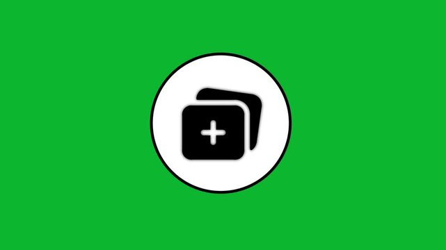 Animated Add to Library Icon Appearing on Green Screen Chroma Key Background.