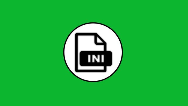 Animation of file icon changing to ini file symbol over green background.