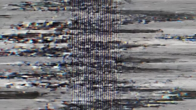 Glitch Art Animation with Distorted Line Patterns and Digital Noise Effects