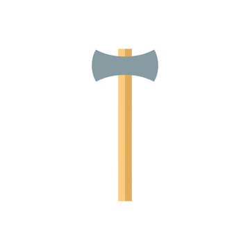 Flat design illustration of a double headed axe with a wooden handle isolated for professional graphic design projects and game assets isolated on transparent background, Vector