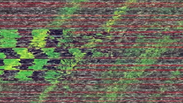 Glitch Art Sequence Featuring Vibrant Digital Distortions and Fragmented Visual Patterns