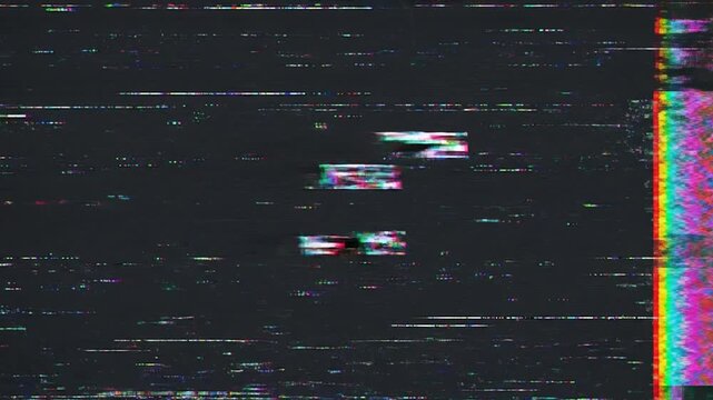 Abstract digital glitch sequences with colorful static noise and motion distortion effects