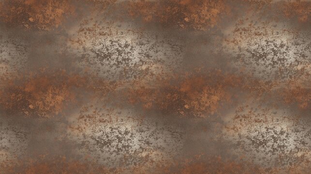 Seamless rusty metal texture background with rough iron corrosion. Abstract repeatable grunge bronze steel wall pattern, 3D render tileable industrial concrete material for backdrop.